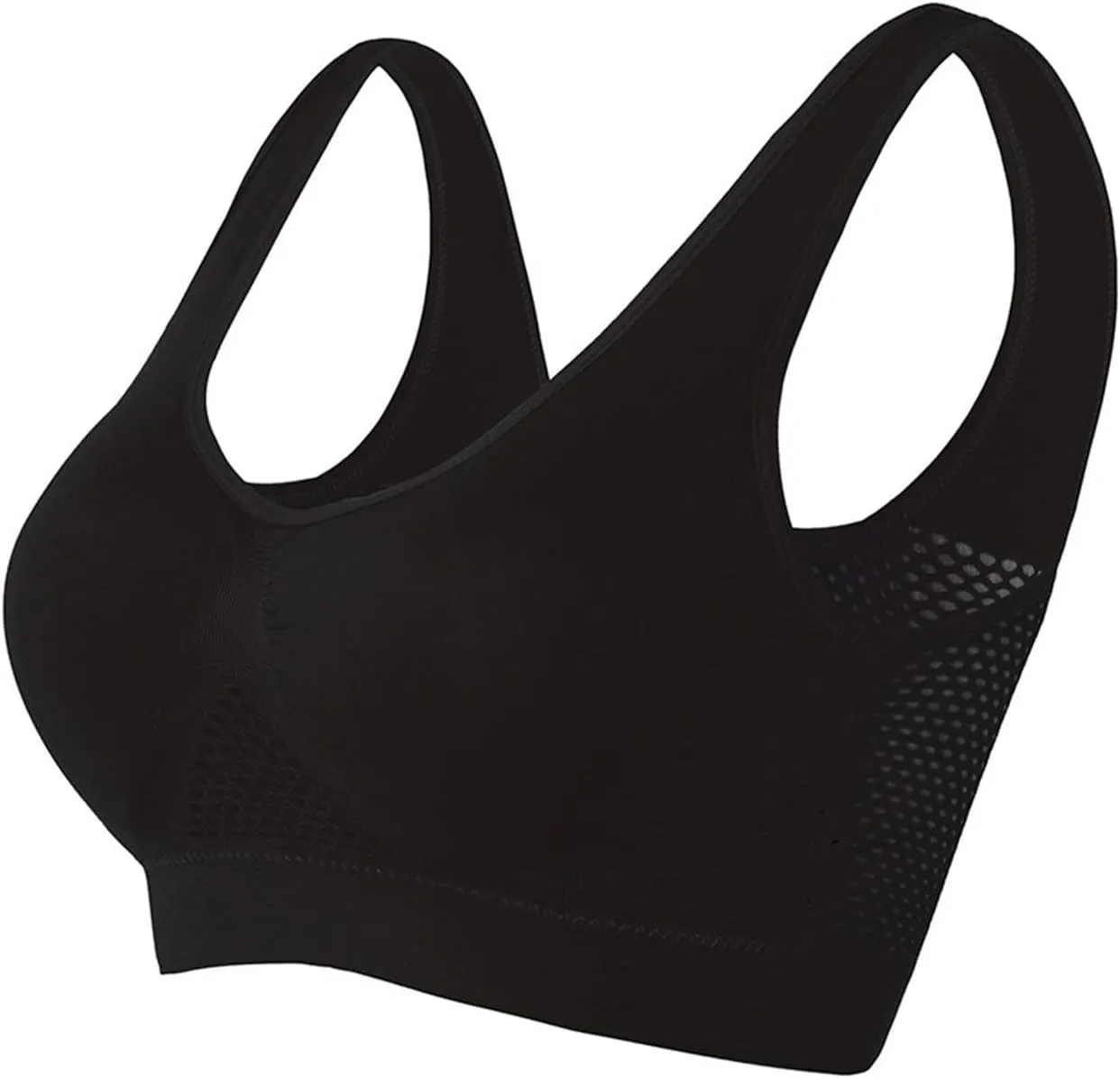 4PC Sports Bras for Womens High Support Seamless Breathable Bralettes Full Coverage No Underwire Mesh Sheer Bras