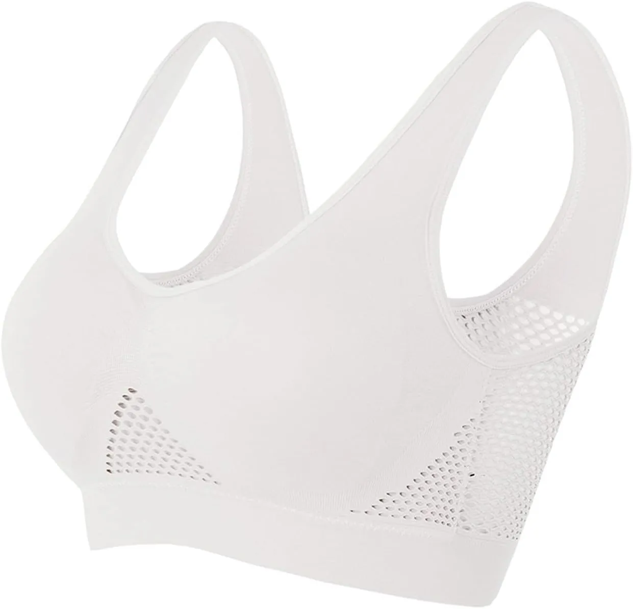 4PC Sports Bras for Womens High Support Seamless Breathable Bralettes Full Coverage No Underwire Mesh Sheer Bras
