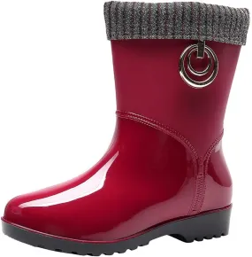 AMDBEL Rain Boots For Women, Women's Mid Calf Rain Boots Waterproof Garden Rain Shoes Anti-Slipping Rainboots for Ladies