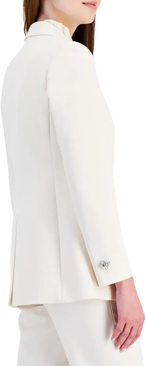 Anne Klein Womens Embellished One-Button Blazer