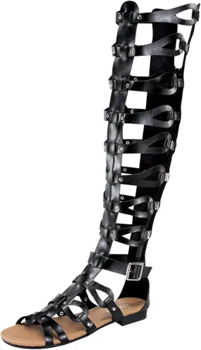 Atta 17 Womens Knee High Caged Gladiator Strappy Flat Sandals