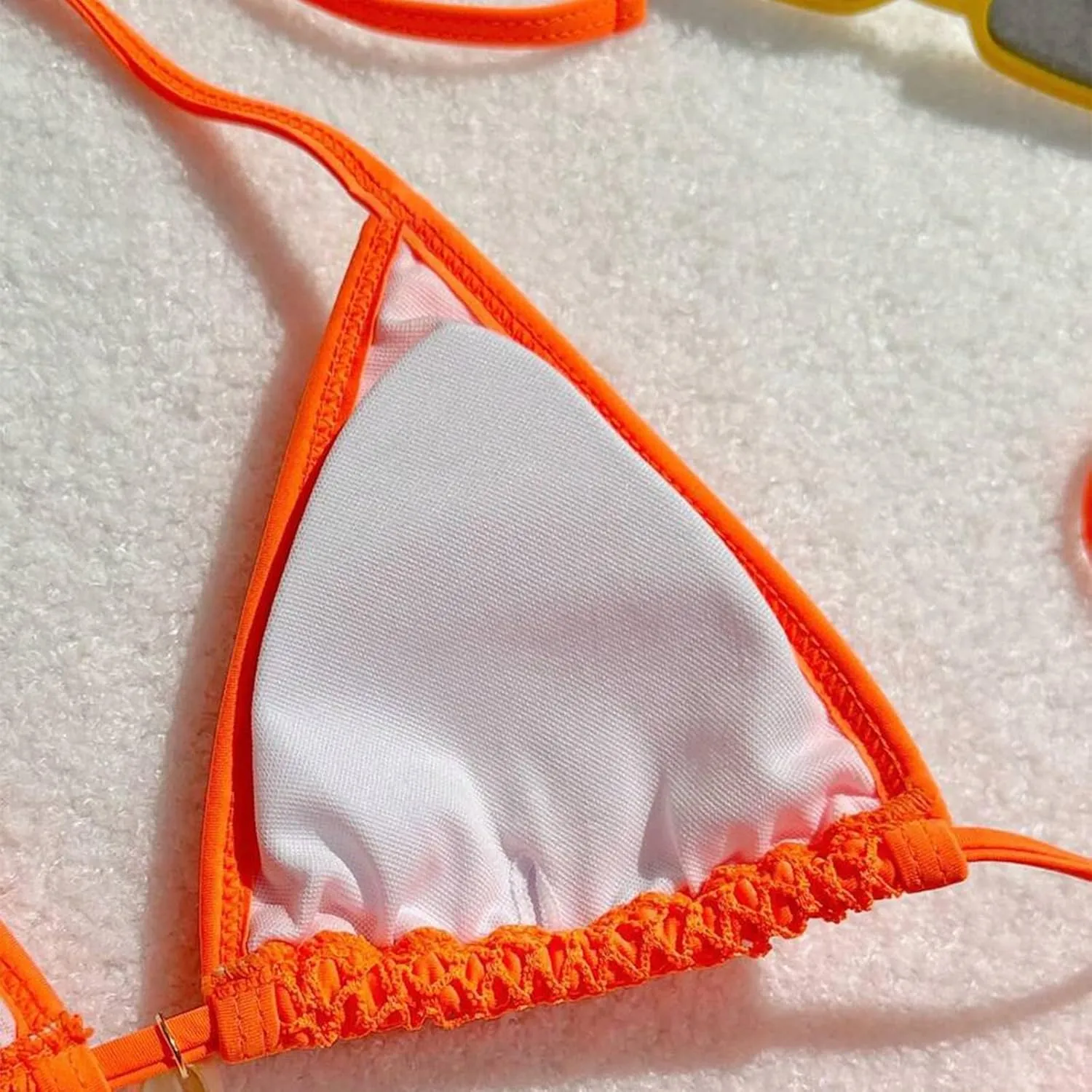 Bikini Sets for Women Sexy High Cut String Thong Swimsuits Push up Cheeky Bathing Suits with Mesh Hollow Out Sarongs