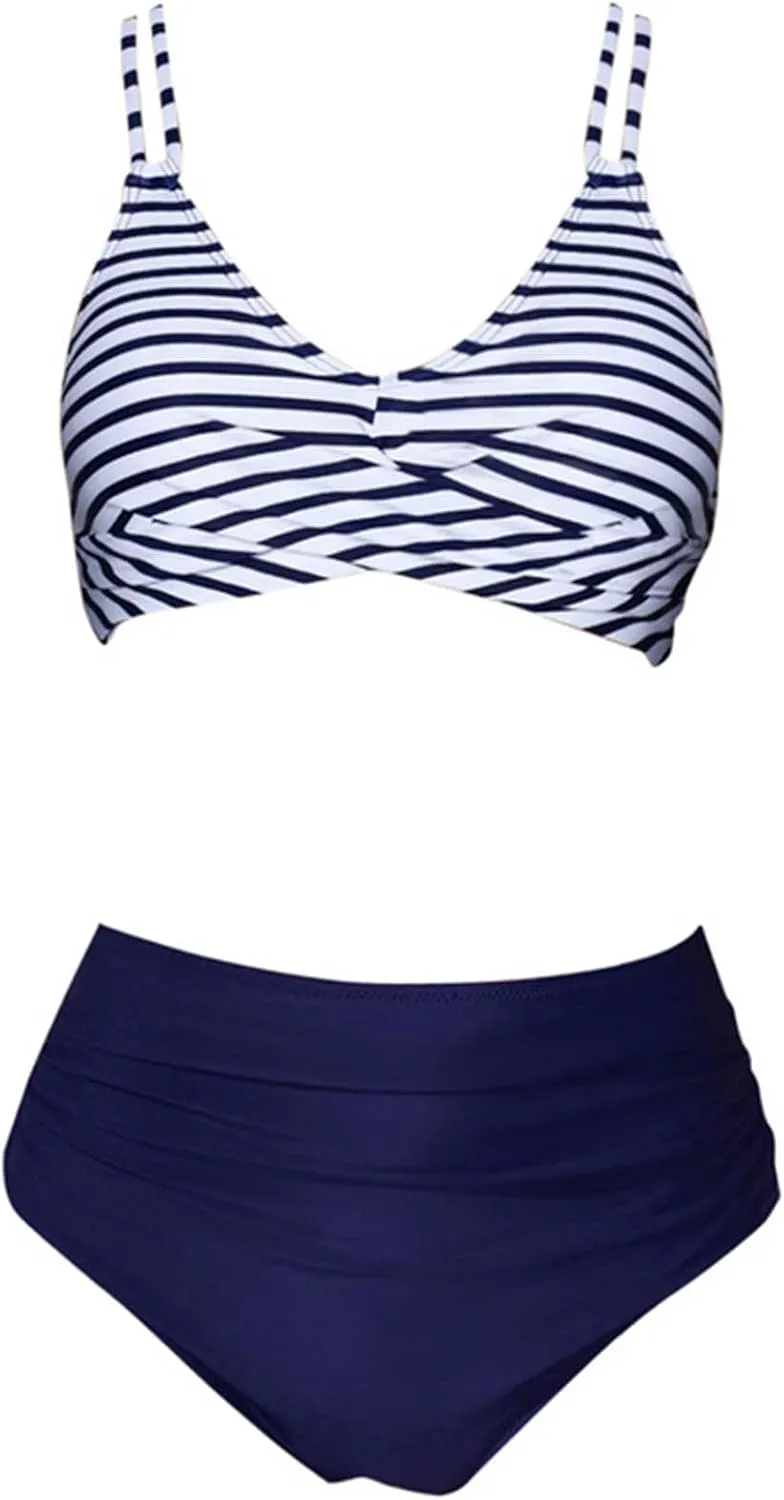 Bikini Sets for Women Sexy Two Piece Swimsuits Tummy Control Bathing Suits Push Up V Neck High Waisted Swimwear