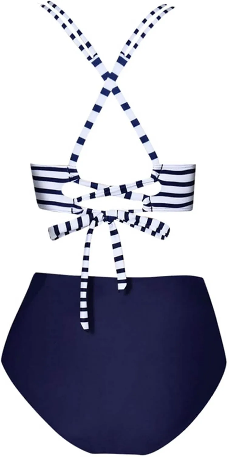 Bikini Sets for Women Sexy Two Piece Swimsuits Tummy Control Bathing Suits Push Up V Neck High Waisted Swimwear