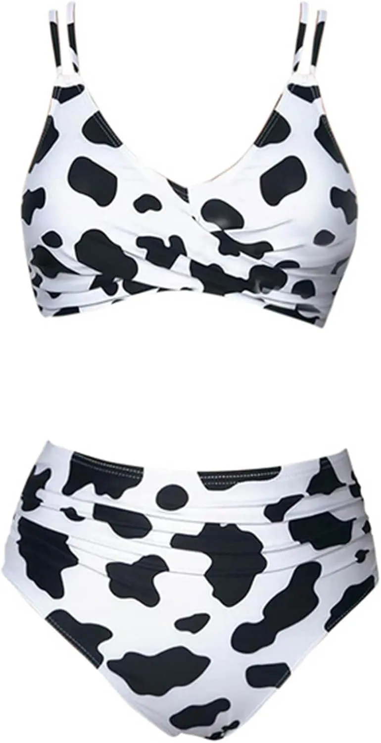 Bikini Sets for Women Sexy Two Piece Swimsuits Tummy Control Bathing Suits Push Up V Neck High Waisted Swimwear