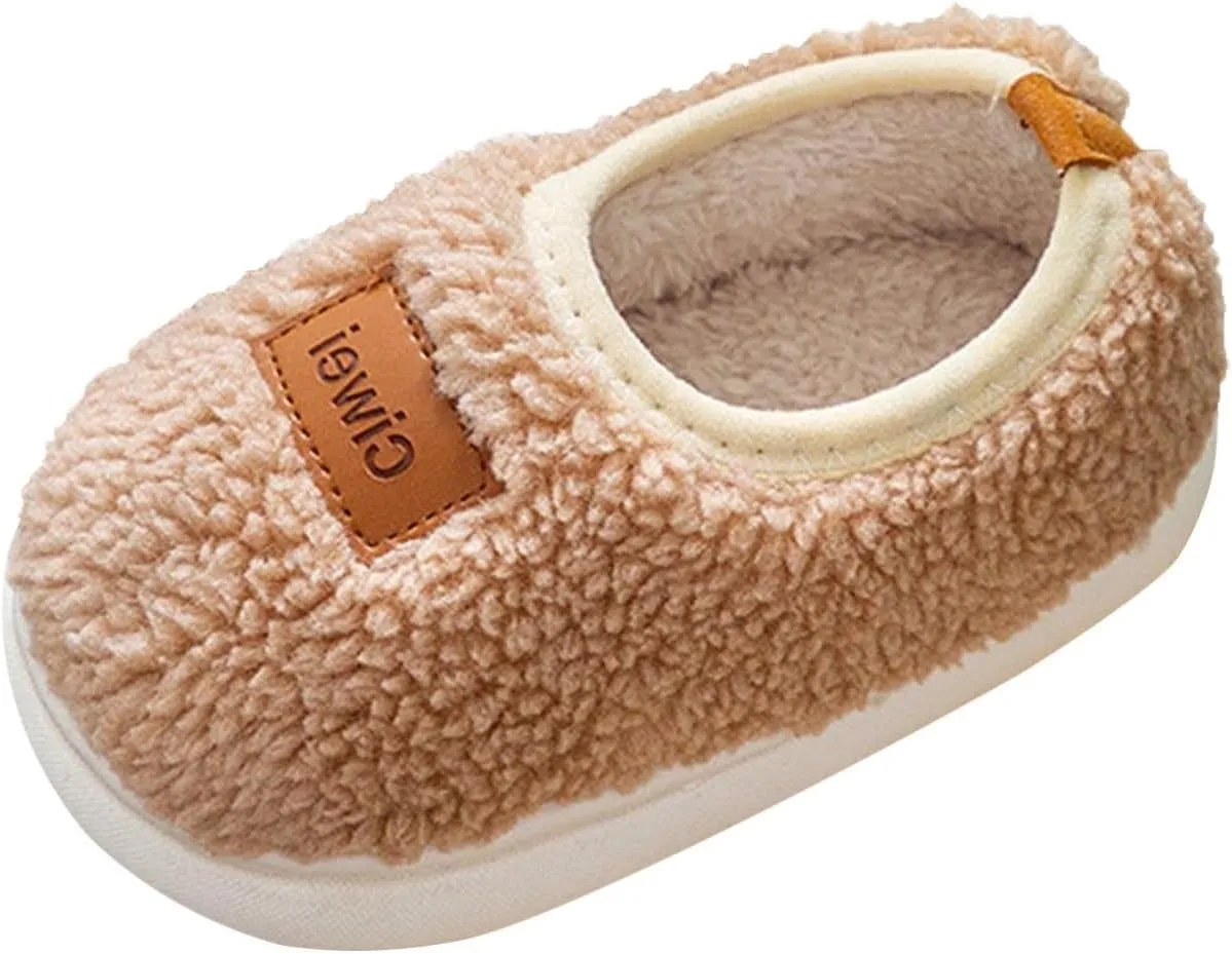 Boys Girls House Warm Slippers Winter Fuzzy Soft Home Shoes for Kids Fleece Cotton Non-slip Toddler Indoor Slippers