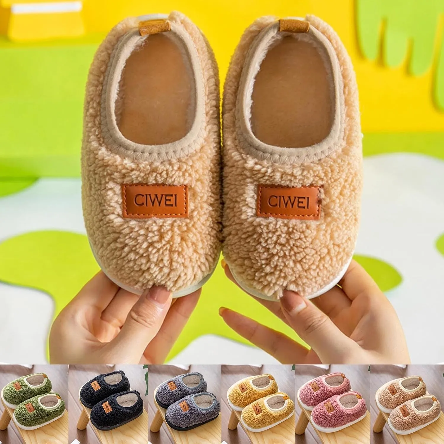 Boys Girls House Warm Slippers Winter Fuzzy Soft Home Shoes for Kids Fleece Cotton Non-slip Toddler Indoor Slippers