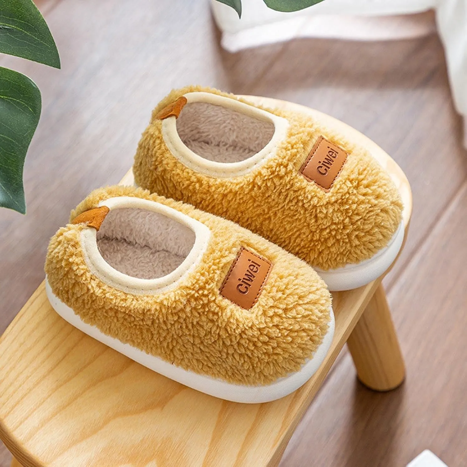 Boys Girls House Warm Slippers Winter Fuzzy Soft Home Shoes for Kids Fleece Cotton Non-slip Toddler Indoor Slippers