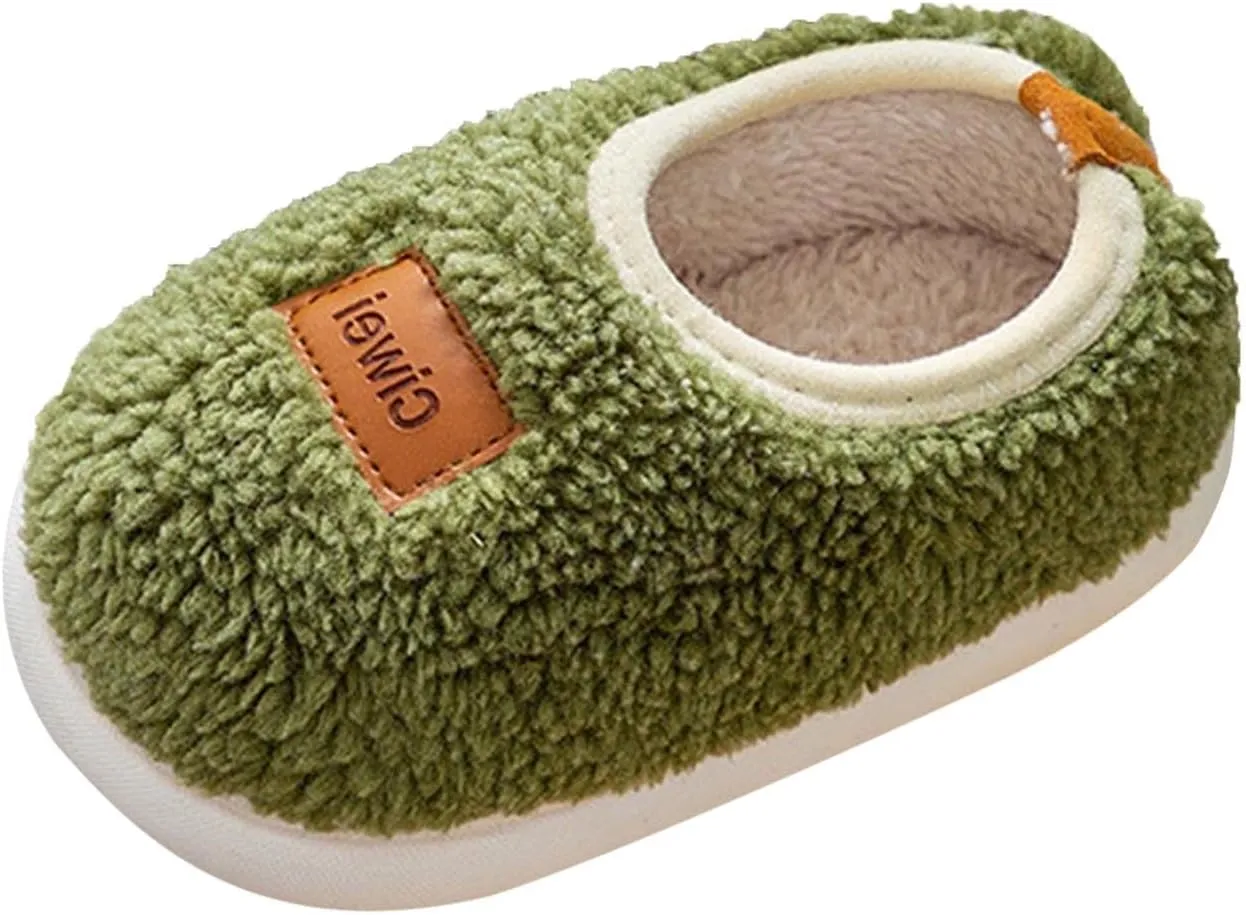Boys Girls House Warm Slippers Winter Fuzzy Soft Home Shoes for Kids Fleece Cotton Non-slip Toddler Indoor Slippers