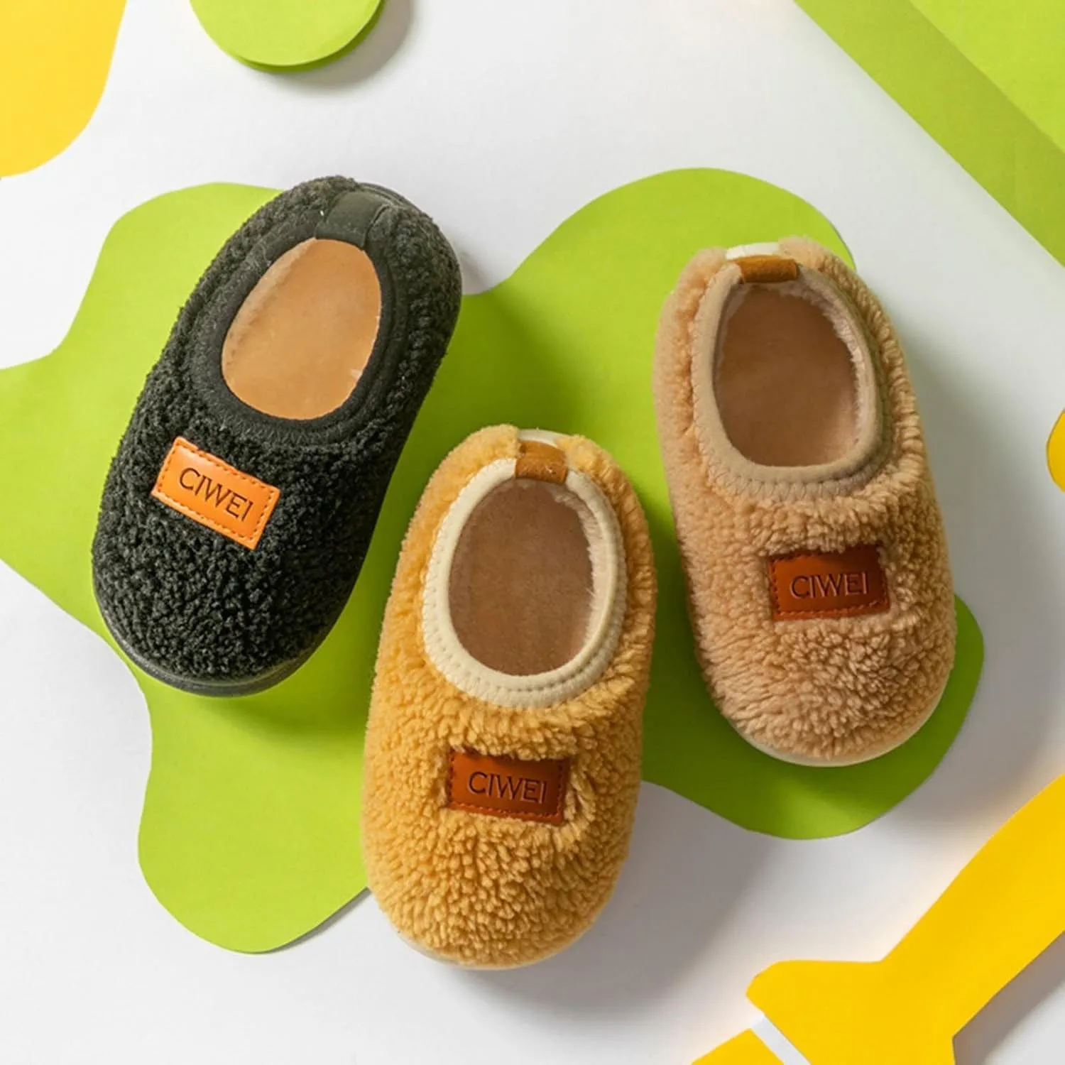 Boys Girls House Warm Slippers Winter Fuzzy Soft Home Shoes for Kids Fleece Cotton Non-slip Toddler Indoor Slippers