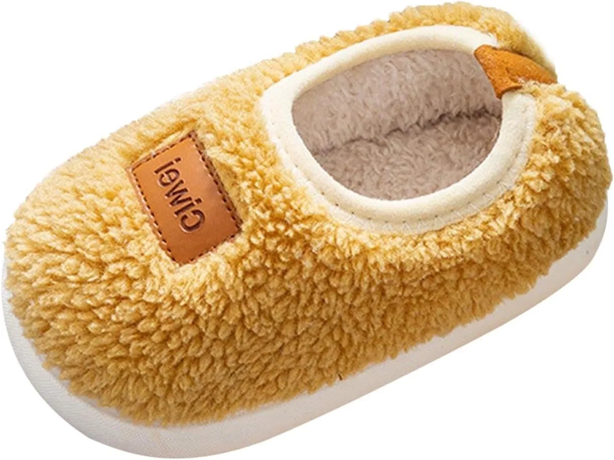 Boys Girls House Warm Slippers Winter Fuzzy Soft Home Shoes for Kids Fleece Cotton Non-slip Toddler Indoor Slippers