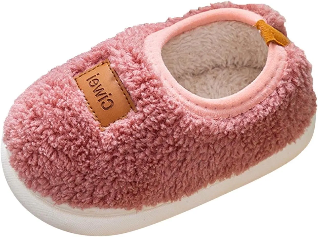 Boys Girls House Warm Slippers Winter Fuzzy Soft Home Shoes for Kids Fleece Cotton Non-slip Toddler Indoor Slippers