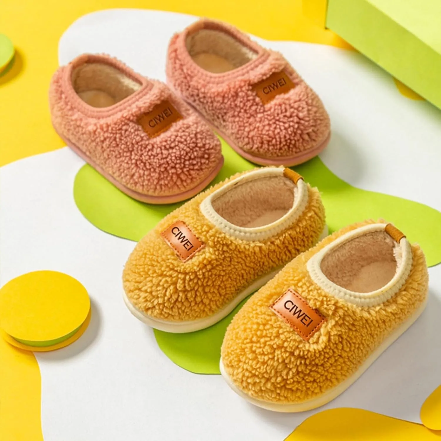 Boys Girls House Warm Slippers Winter Fuzzy Soft Home Shoes for Kids Fleece Cotton Non-slip Toddler Indoor Slippers