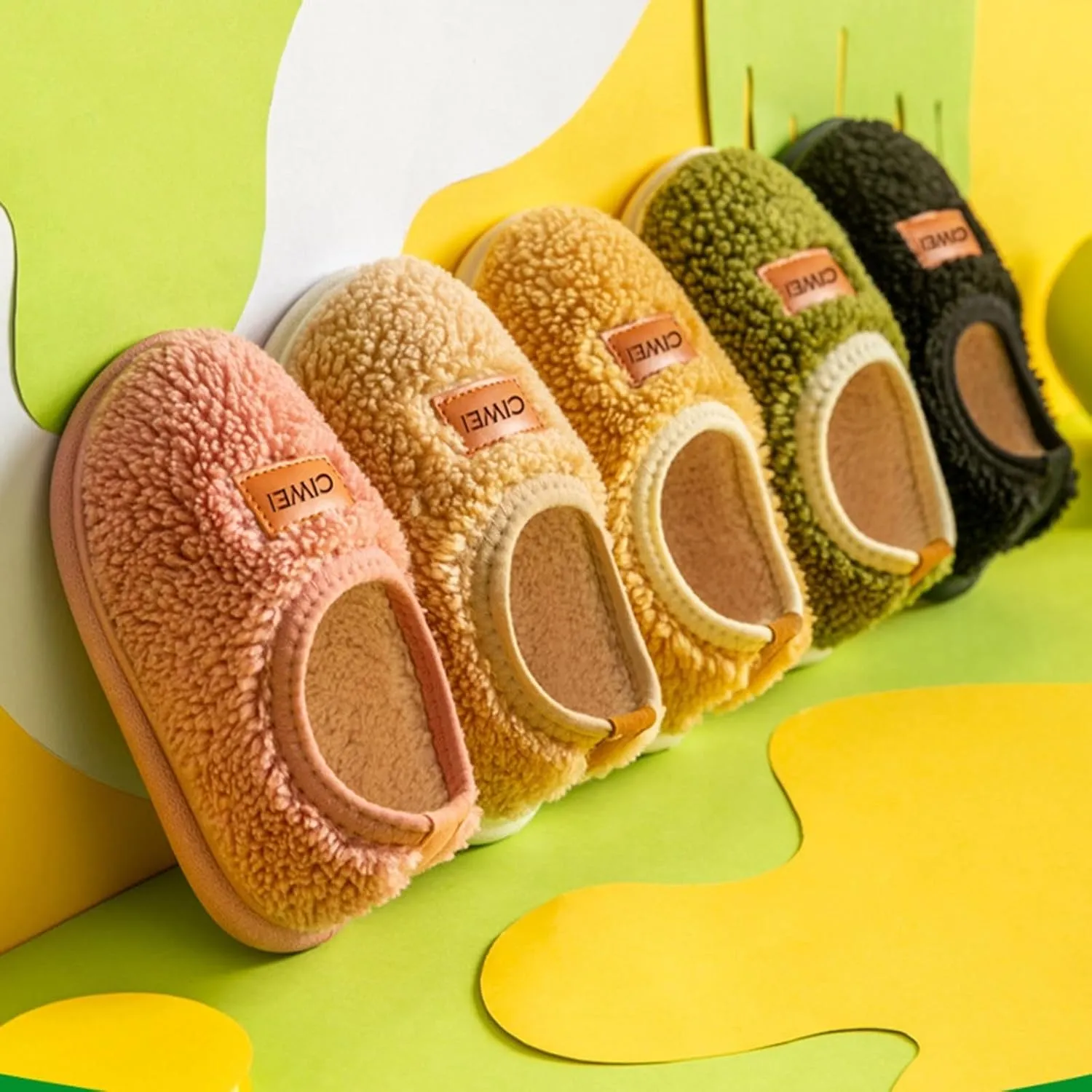 Boys Girls House Warm Slippers Winter Fuzzy Soft Home Shoes for Kids Fleece Cotton Non-slip Toddler Indoor Slippers