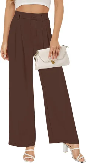 Buauty Womens Wide Leg Pants High Stretchy Waisted Dress Pants Business Casual Work Trousers Dressy Outfits with Pockets
