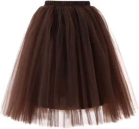 Bubble Skirt Ballet Tulle Tutu Mesh Skirts Tutus for Women 50S Vintage Dance Skirts Petticoat Midi Pleated Skirt