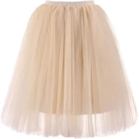 Bubble Skirt Ballet Tulle Tutu Mesh Skirts Tutus for Women 50S Vintage Dance Skirts Petticoat Midi Pleated Skirt