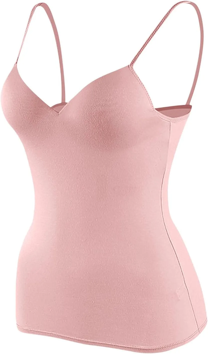 Camisole Tops for Women Built in Bra Sexy Tank Top Womens Shelf Cotton Tanks Cami Undershirts Camisoles Under Clothes