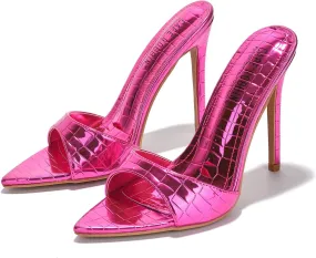 Cape Robbin Women Pointed Toe Heels Sandals Stiletto High Heels Slip on Mules