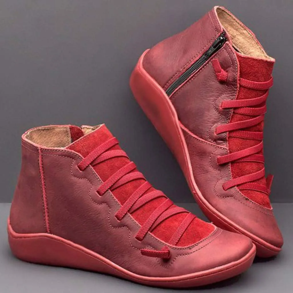 Cathalem Ankle Boots for Women Arch Support Womens Low Heel Fashion Lace Up Zipper Booties Cowboy Cowgirl Walking Bootie