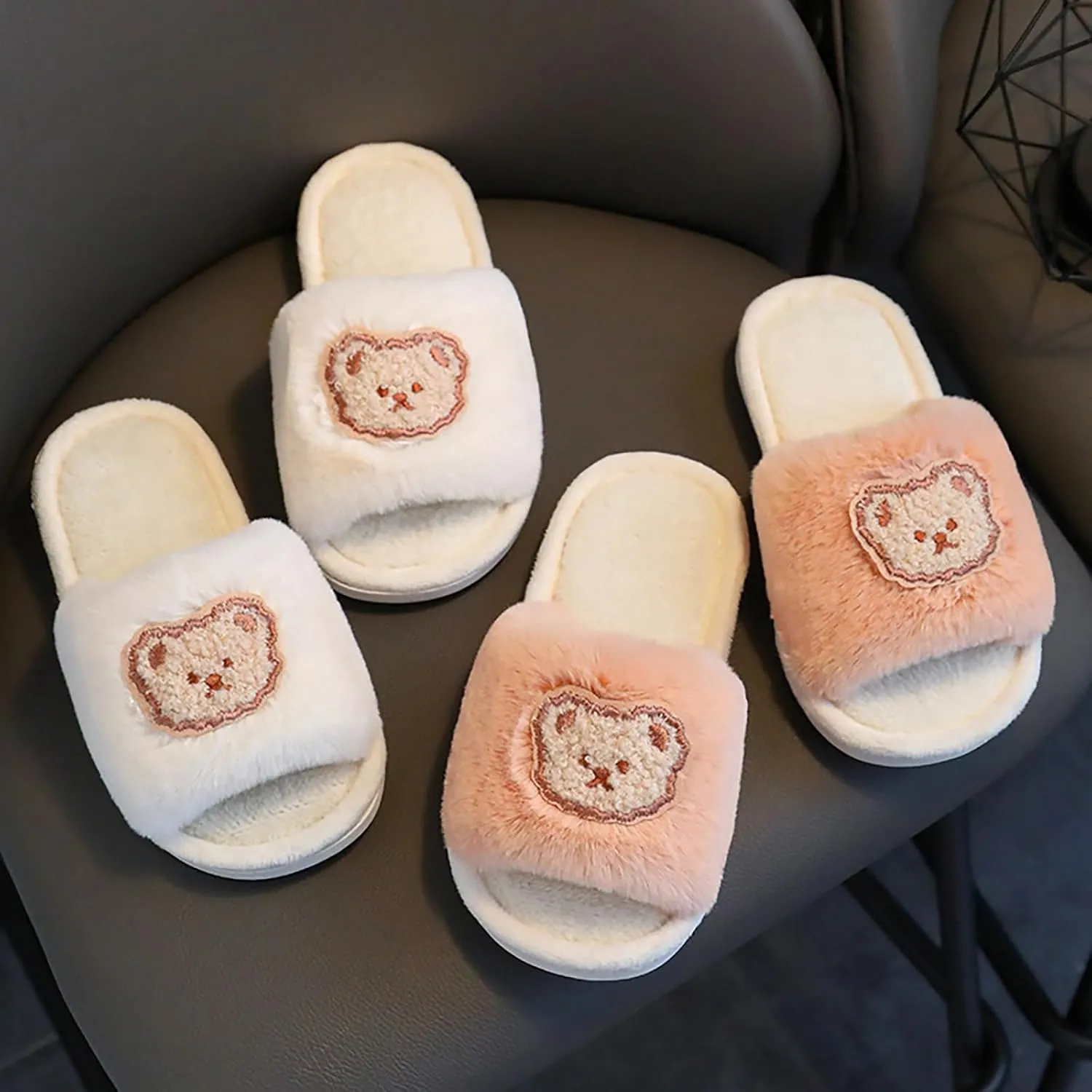 Children's Cotton Slippers Warm Plush Lined Slippers with Closed Heel Design for Boys and Girls Perfect Girls'