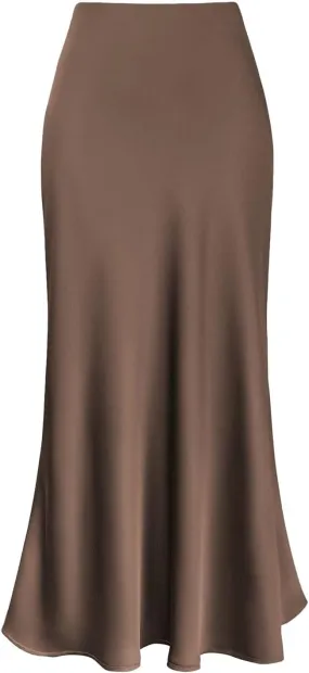 Christmas Skirt Womens High Waist Skirt Solid Satin Dress Zipper Elegant Skirt Body on Skirt
