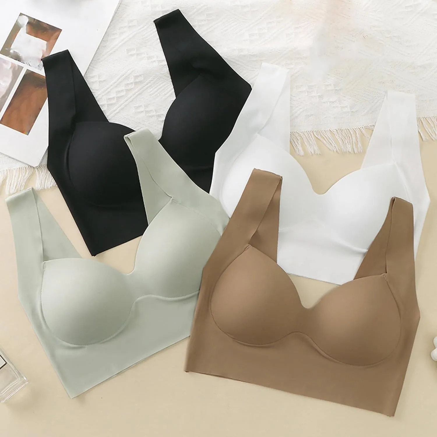 cooki Sports Bras for Women No Underwire Wirefree Bras for Women Full Coverage Everyday Bras Womens Padded Bras Plus Size