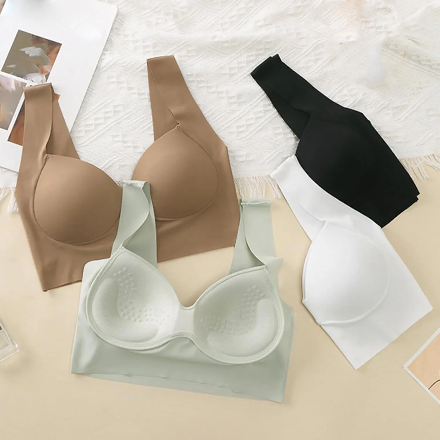 cooki Sports Bras for Women No Underwire Wirefree Bras for Women Full Coverage Everyday Bras Womens Padded Bras Plus Size