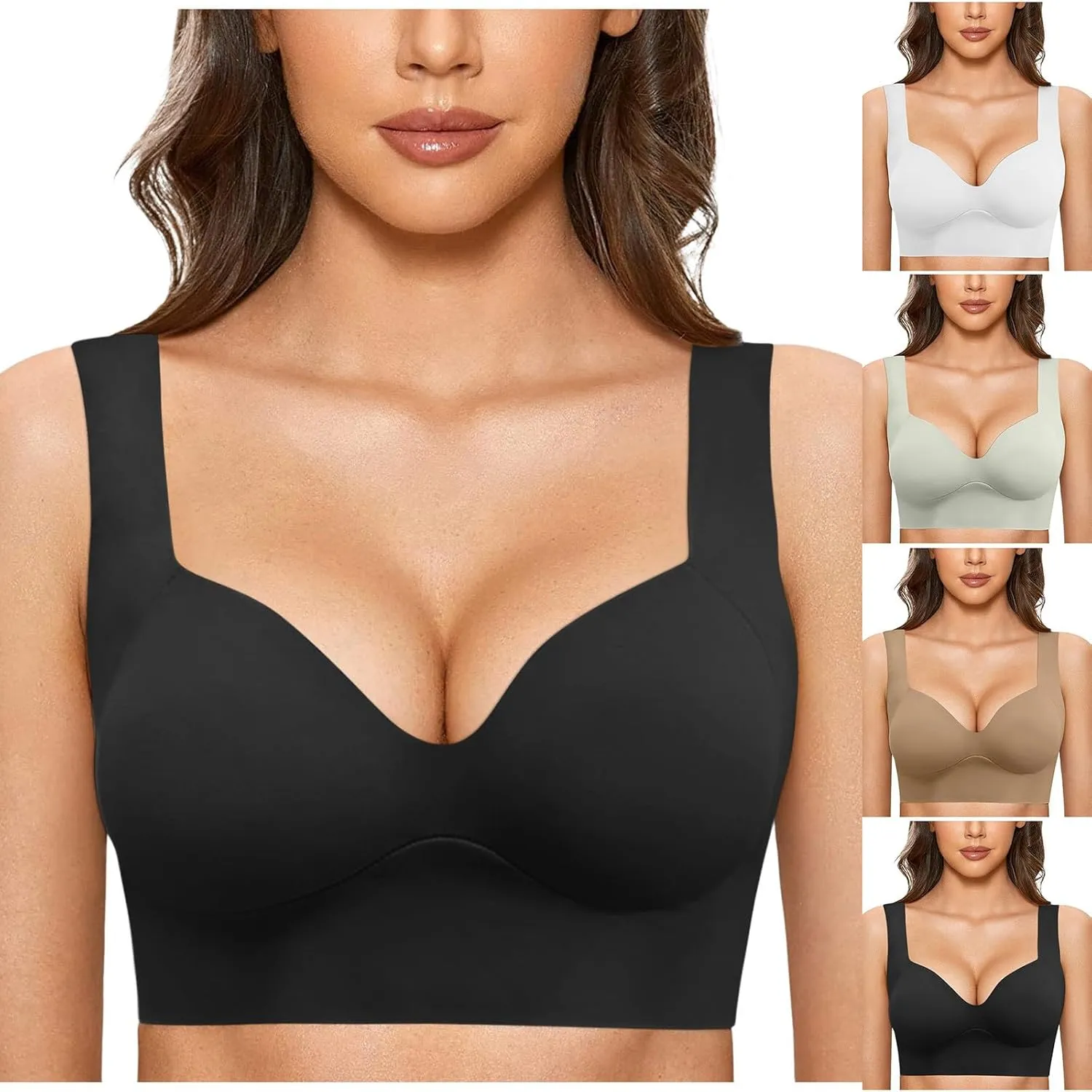 cooki Sports Bras for Women No Underwire Wirefree Bras for Women Full Coverage Everyday Bras Womens Padded Bras Plus Size