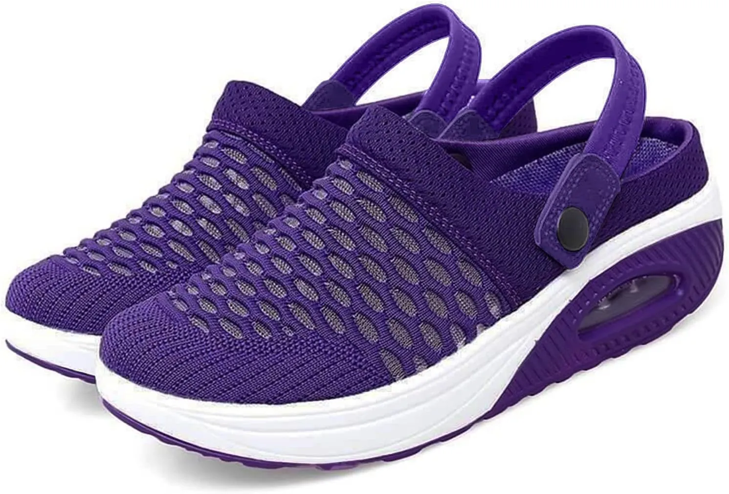 Diabetic Air Cushion Slip On Walking Shoes Mesh Closed Toe Wide Width Clogs Mules Shoes Womens Orthopedic Diabetic Slippers with Arch-Support