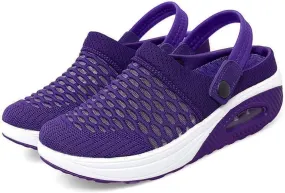 Diabetic Air Cushion Slip On Walking Shoes Mesh Closed Toe Wide Width Clogs Mules Shoes Womens Orthopedic Diabetic Slippers with Arch-Support