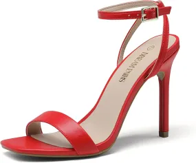 DREAM PAIRS Womens High Stilettos Open Square Toe Ankle Strap Heels Sexy Comfort Strappy Dress Shoes Wedding Bridal Pumps Sandals