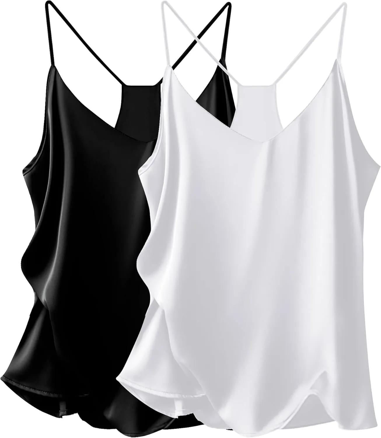 ELESOL Casual Sleeveless Top Womens Silk Tank Top Camisole 2 Pack