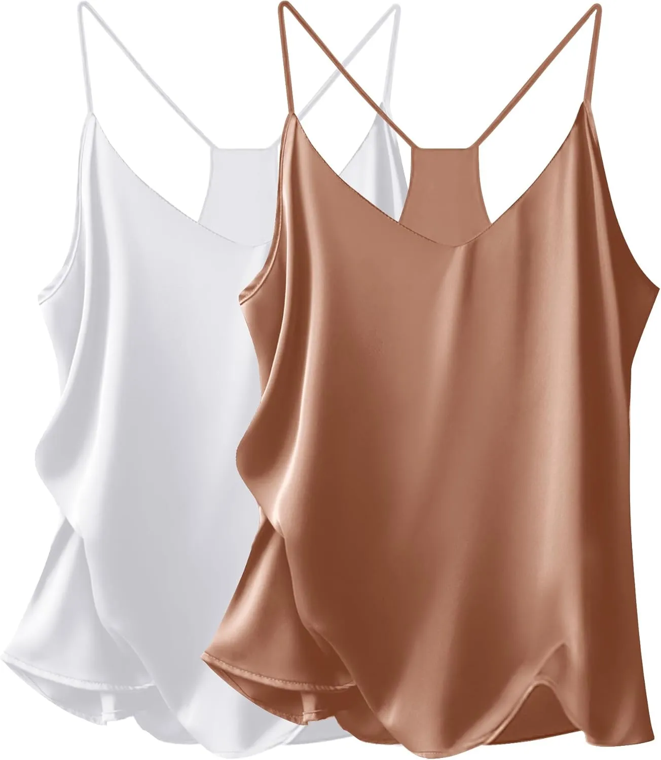ELESOL Casual Sleeveless Top Womens Silk Tank Top Camisole 2 Pack