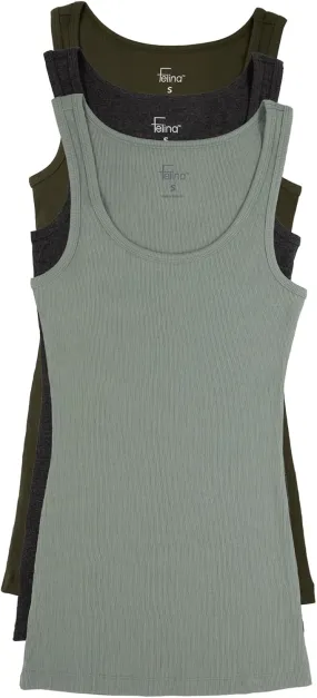 Felina Cotton Ribbed Tank Top - Class Tank Top for Women, Workout Tank Top for Women (Color Options Available)