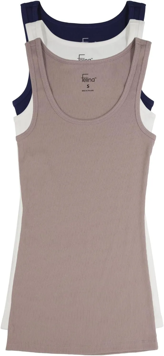 Felina Cotton Ribbed Tank Top - Class Tank Top for Women, Workout Tank Top for Women (Color Options Available)