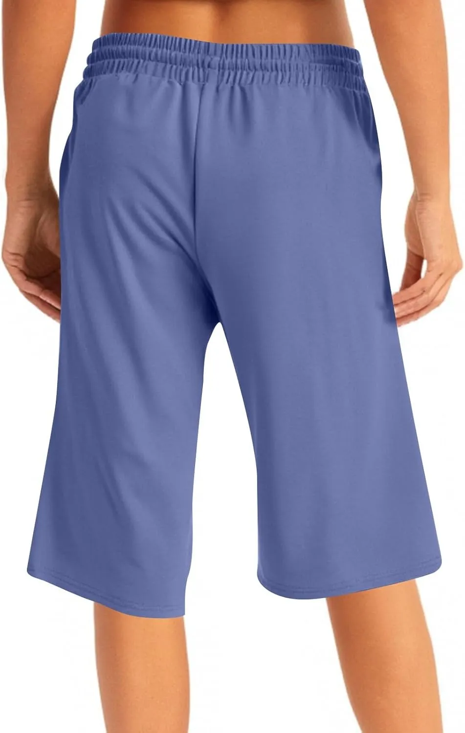 GOFULY Womens Capri Pants Trendy Summer Elastic Waist Drawstring Pants Straight Wide Leg High Waisted with Pockets Clothes