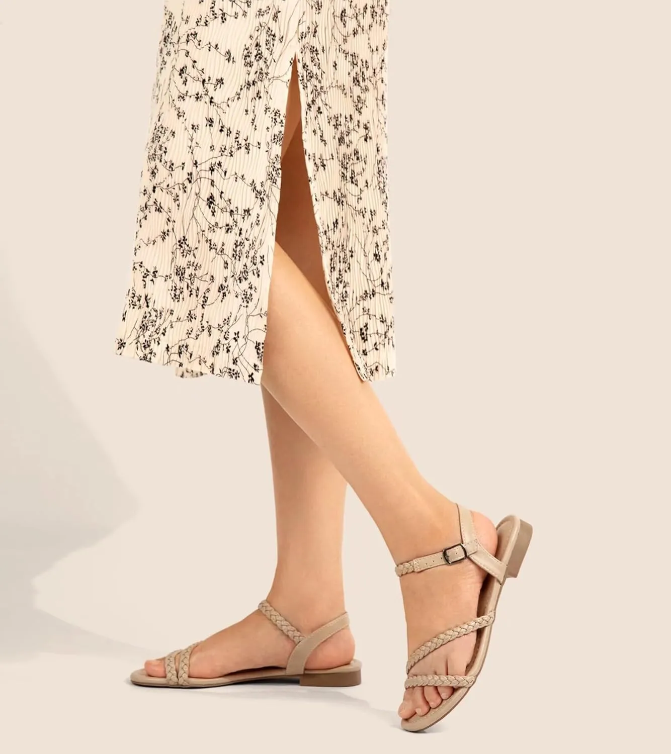 Greatonu Womens Flat Sandals Slip On Summer Gladiator Open Toe Braided Slingback Shoes