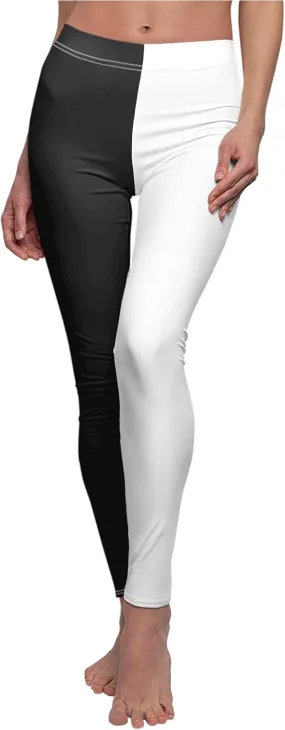 Half Black & Half White Womens Casual Leggings