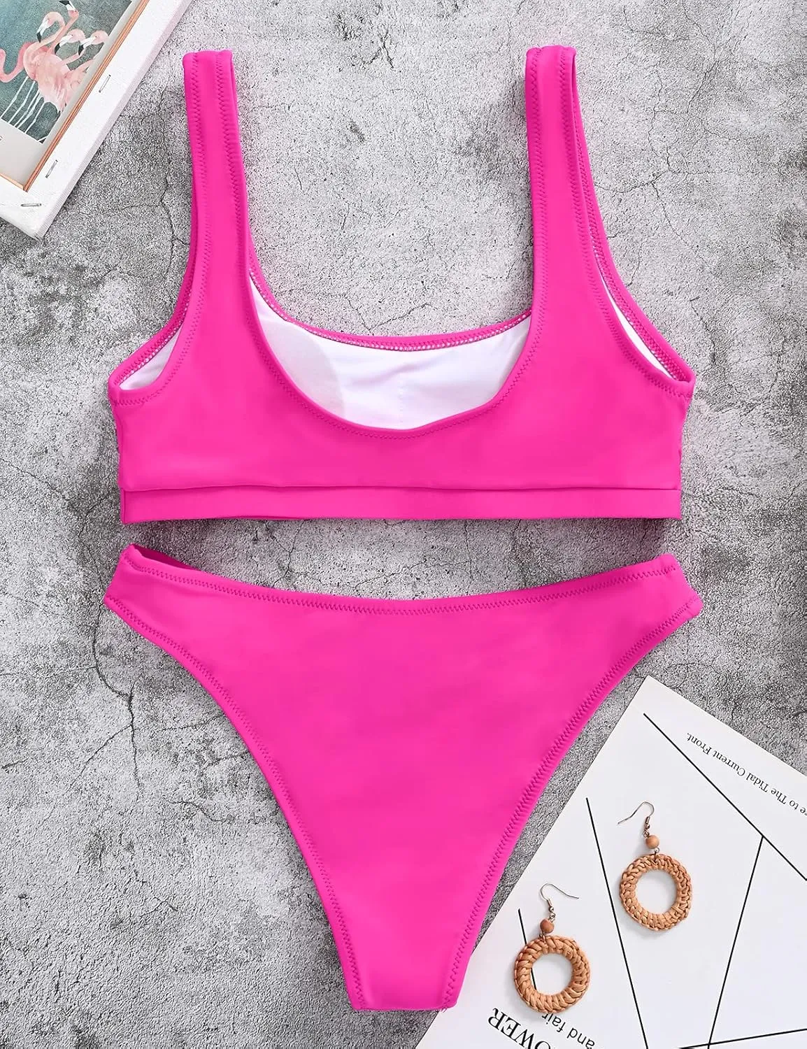 High Cut Bikini Sets for Women Two Piece Swimsuit Crop Top Brazilian Thong Bathing Suit