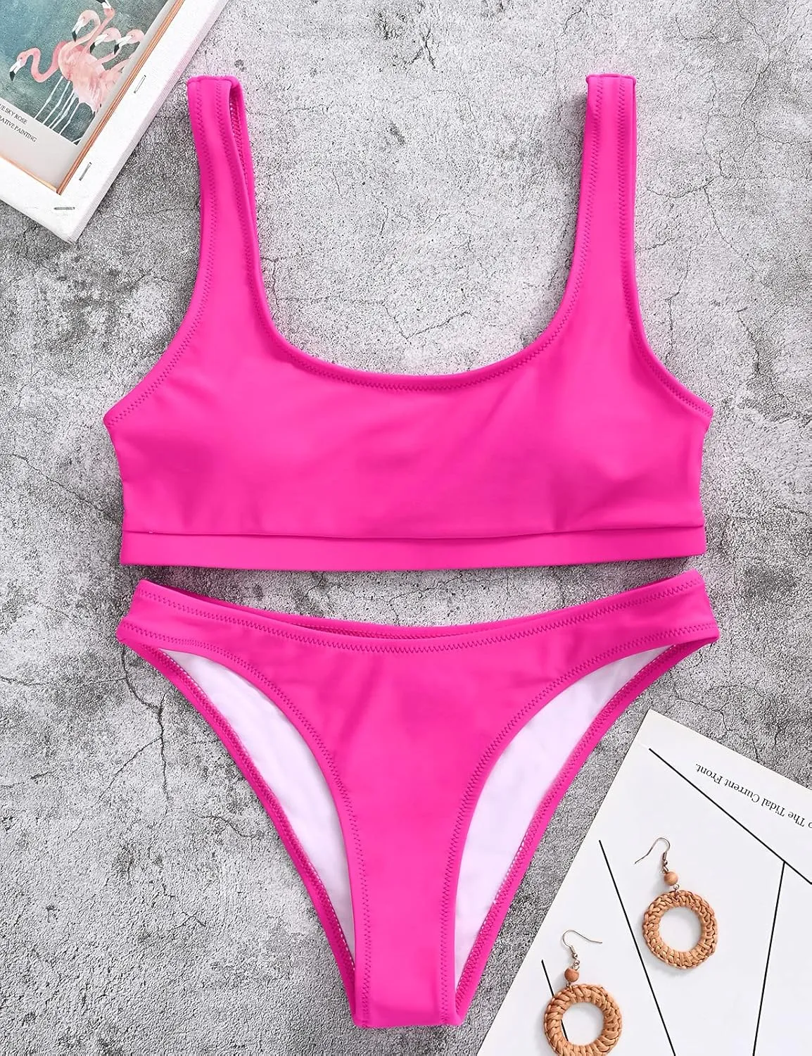 High Cut Bikini Sets for Women Two Piece Swimsuit Crop Top Brazilian Thong Bathing Suit