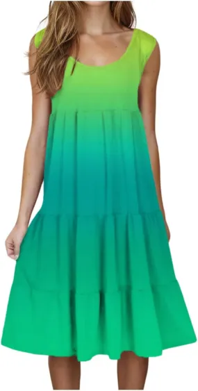 hlysgo Sundresses for Women 2025 Trendy Tie-Dye Print Beach Coverup Peplum Dress Summer Casual Sleeveless Boho Mini Dresses