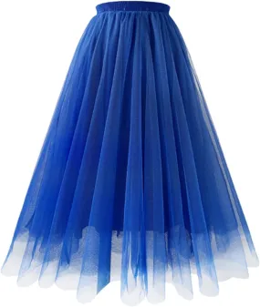 Lace Slip Skirt for Women 2025 Pleated Mesh Midi Long Skirt Solid Color Tutu for Women Adults Classic Tulle Skirts
