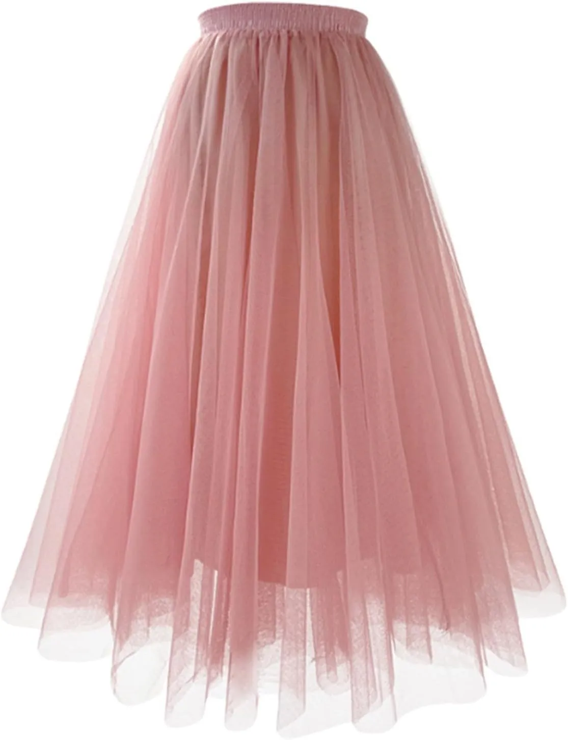 Lace Slip Skirt for Women 2025 Pleated Mesh Midi Long Skirt Solid Color Tutu for Women Adults Classic Tulle Skirts