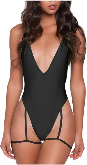 Lmdudan Women's One Piece Swimsuit Sexy Deep V Neck Swimwear Backless Bathing Suit Summer Bikini Swimsuits with Garter