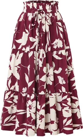 Maxi Skirt Boho Maxi Spring Flowy Boho Comfy Tiered Western Boho Mini Skirt