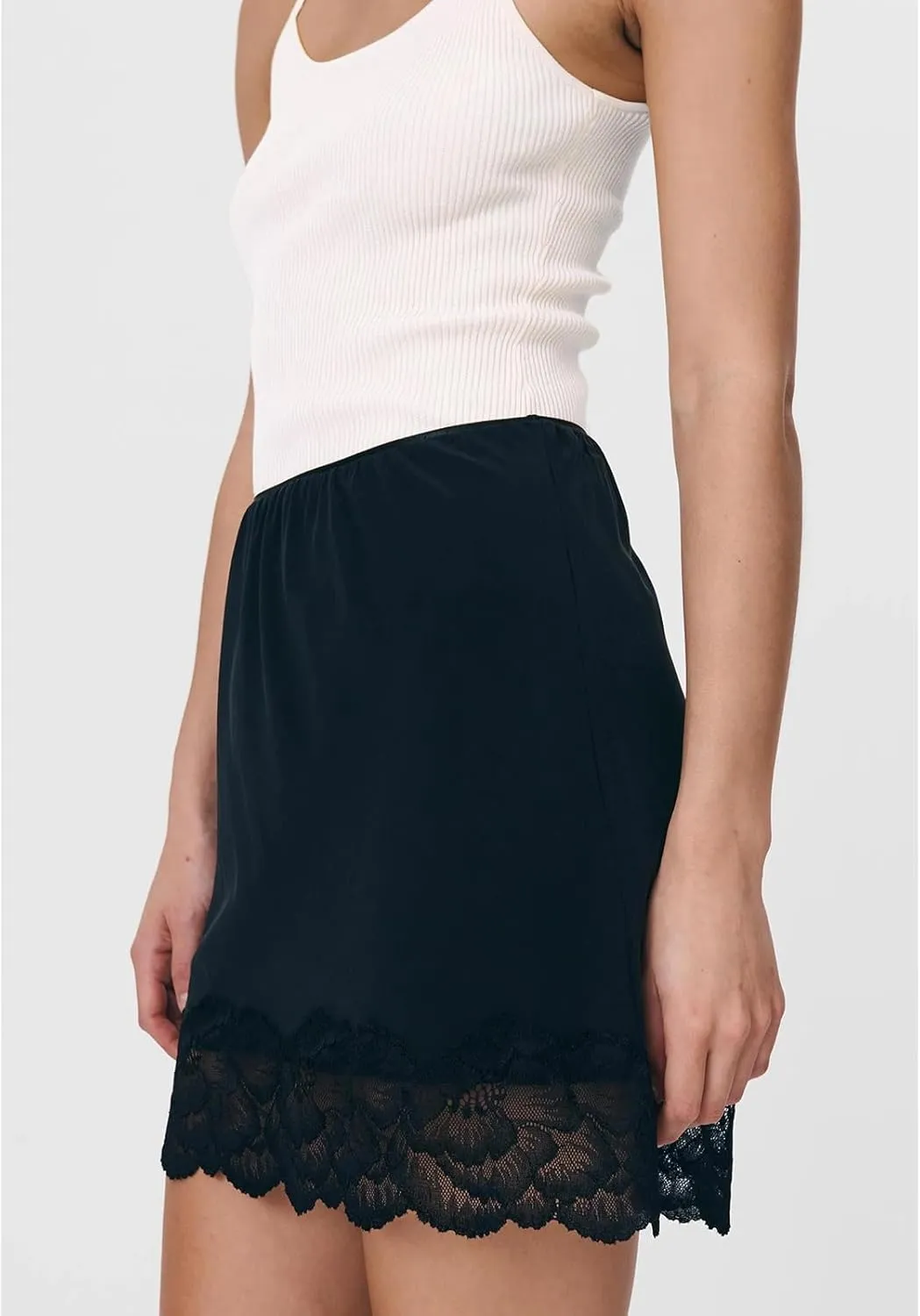 Meiweileya Women Lace Silk Satin Slip Skirt Low Rise Layered Underskirts Ruffle A Line Mini Skirts Y2k High Flowy Underskirt