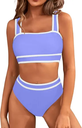 MELYUM High Waisted Bikini Sets for Women Two Piece Swimsuit Tummy Control Modest Bathing Suit Teens Swim Suits 2025