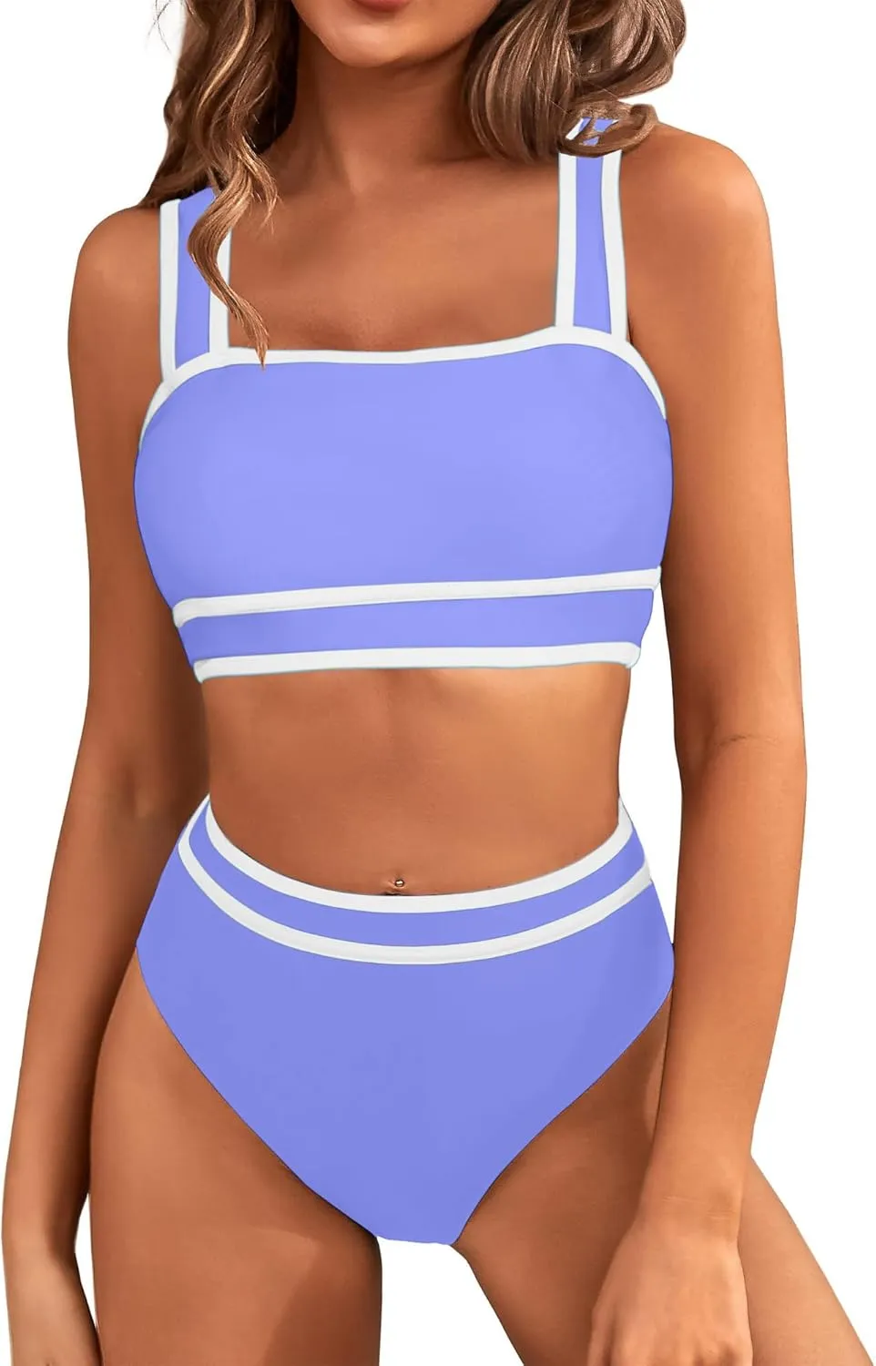 MELYUM High Waisted Bikini Sets for Women Two Piece Swimsuit Tummy Control Modest Bathing Suit Teens Swim Suits 2025
