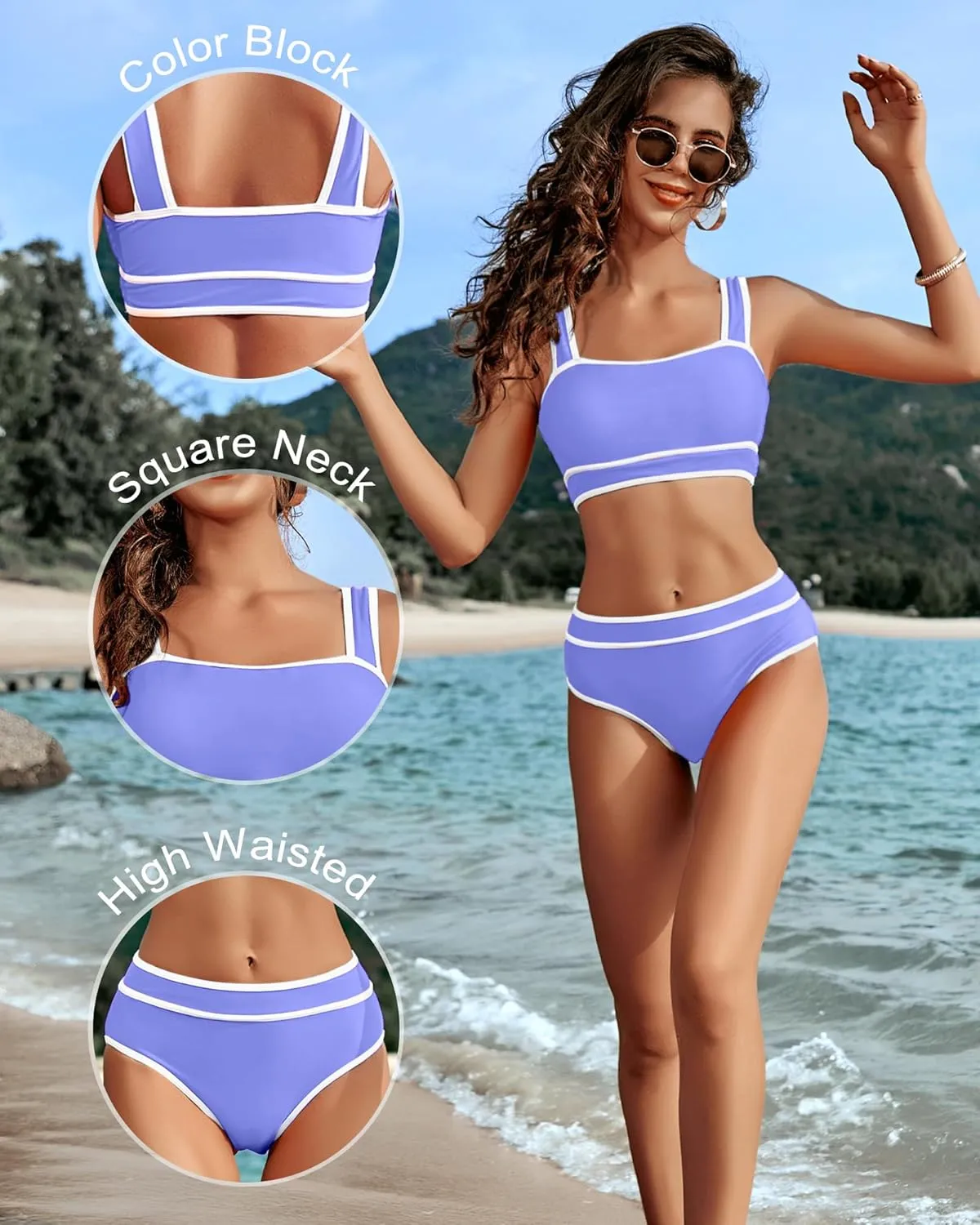 MELYUM High Waisted Bikini Sets for Women Two Piece Swimsuit Tummy Control Modest Bathing Suit Teens Swim Suits 2025